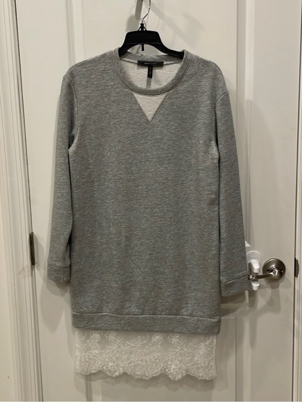 BCBGMaxAzria BCBG Sweatshirt Dress lace trim sz.M